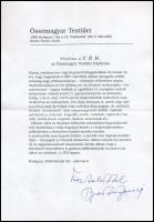 Bartis Ferenc (1936-2006) író aláírása az Összamagyar Testület fejléces levélpapírján