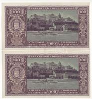 1945. 100P (2x) sorszámkövetők "E 278 000771 - E 278 000772" nem vízjeles papíron, "B...