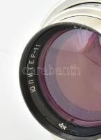 Jupiter-11 4/135 szovjet gyártmányú objektív, sapkával, tokban, sorozatszám: 5912443