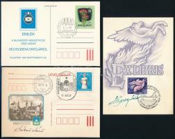 Vertel József, Székács László, Légrády József bélyegtervezők által aláírt lapok rajtuk az általuk te...