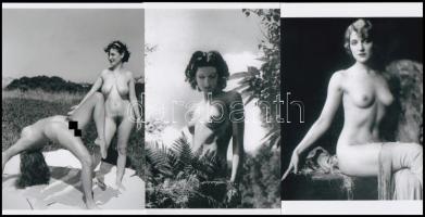 Szép hölgyek társasága, cca 1950 előtt készült, szolidan erotikus felvételek, 5 db modern nagyítás Botta Dénes (1921-2010) budapesti fotóművész - különféle forrásokból származó - aktfotó gyűjteményéből, 10x15 cm