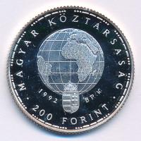 1992. 200Ft Ag "Veszélyeztetett állatvilág - Fehér gólya" kapszulában T:PP patina Adamo EM...