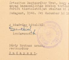 1932-1948 Sárdy Brutus (1892-1970) festőművész, restaurátor részére szóló, 5 db, képzőművészetileg é...