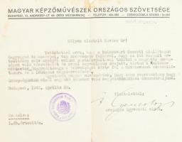 1932-1948 Sárdy Brutus (1892-1970) festőművész, restaurátor részére szóló, 5 db, képzőművészetileg é...