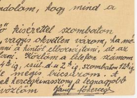 1944 József Ferenc főherceg (1895-1957) saját kézzel írt szerelmes levele, Anna szász királyi főherc...