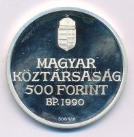 1990. 500Ft Ag "Kölcsey Ferenc" kapszulában T:UNC (eredetileg PP) patina, fo. Adamo EM116