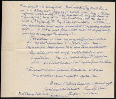 1959 Kováts Pál (1889-?) festőművész saját kézzel írt levele Sárdy Brutus (1892-1970) festőművész, r...