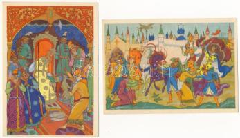 Tale of the Golden Cockerel Alexander Pushkin tale illustration - 12 modern Soviet Postcards (1968) ...