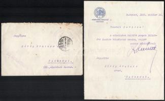 1935-1937-1940 Dr. Németh Károly (1890-1949) jogász székesfővárosi tanácsnok 4 db levele Sárdy Brutu...