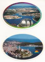 11 db MODERN kör és ovális alakú város képeslap / 11 modern circular and oval town-view postcards