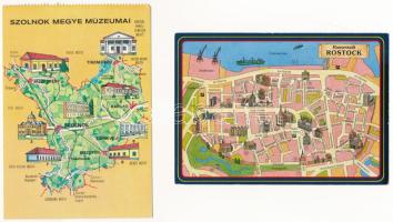 17 db MODERN térképes képeslap / 17 modern map motive postcards