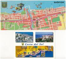 17 db MODERN térképes képeslap / 17 modern map motive postcards