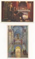 10 db RÉGI használatlan Hollós Endre vallásos művészlap. Kiadja A Szentföld biztosi hivatala / 10 un...