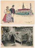 10 db RÉGI népviseletes fotó és képeslap vegyes minőségben / 10 pre-1945 folklore motive photos and ...