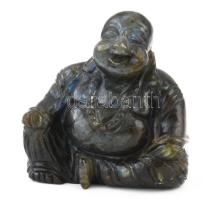 Labradorit faragott nevető Buddha 11x10 cm