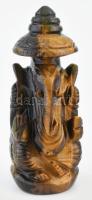 Tigrisszem faragott Ganésha szobor. 11 cm