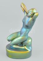 Zsolnay, régi eozin mázas akt szobor, jelzett, kis mázrepedéssel, m: 23cm