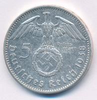Német Harmadik Birodalom 1938A 5M Ag "Hindenburg" T:XF kis karc
German Third Reich 1938A ...