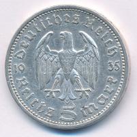 Német Harmadik Birodalom 1935A 5M Ag "Hindenburg" T:XF kis karc
German Third Reich 1935A ...