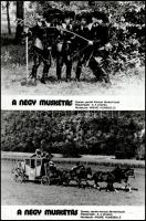 cca 1974 ,,A négy muskétás című francia filmbohózat jelenetei és szereplői (a négy Charlot főszereplésével), 13 db vintage produkciós filmfotó, ezüst zselatinos fotópapíron, a használatból eredő (esetleges) kisebb hibákkal, 18x21 cm