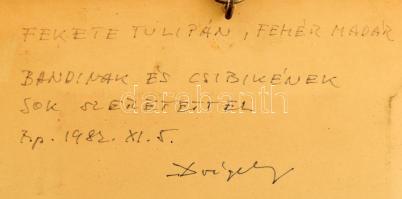 Drégely László (1932-1990): Fekete tulipán, fehér madár. Olaj, farost, jelezve jobbra lent, hátoldal...