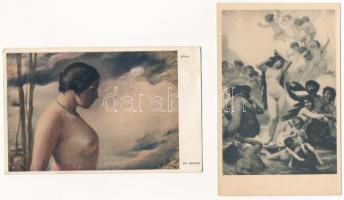 8 db főleg RÉGI erotikus képeslap vegyes minőségben / 8 mostly pre-1945 erotic postcards in mixed quality