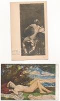 8 db főleg RÉGI erotikus képeslap vegyes minőségben / 8 mostly pre-1945 erotic postcards in mixed qu...