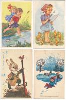 9 db MODERN magyar retro grafikai képeslap vegyes minőségben. Képzőművészeti Alap / 9 modern Hungarian retro graphic postcards in mixed quality