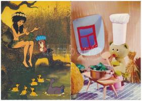 8 db MODERN motívum képeslap: mese, báb és rajzfilm / 8 modern motive postcards, cartoons, puppet films