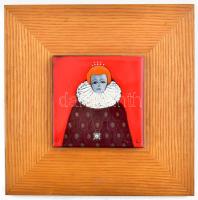 Bencze Lilla Judit (1926-1998): Nő fehér függővel. Tűzzománc, fa lapon, jelzett, hátoldalán a művész...