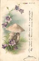 Bird and mushroom litho (Ek)