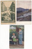 34 db RÉGI művész képeslap vegyes minőségben / 34 pre-1945 art motive postcards in mixed quality