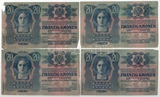 1913. 20K "II. kiadás" fekete "ROMANIA TIMBRU SPECIAL" felülbélyegzéssel (4db) T...