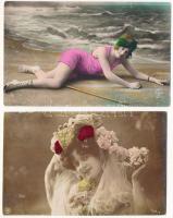 20 db RÉGI hölgy motívum képeslap vegyes minőségben / 20 pre-1945 lady motive postcards in mixed qua...
