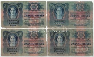 1913. 20K fekete "ROMANIA TIMBRU SPECIAL" felülbélyegzéssel (4db) T:F,VG kisebb anyaghiány...
