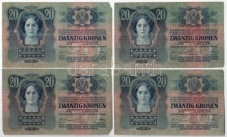 1913. 20K fekete "ROMANIA TIMBRU SPECIAL" felülbélyegzéssel (4db) T:F,VG kisebb anyaghiány...