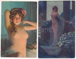 7 db RÉGI erotikus motívum képeslap vegyes minőségben / 7 pre-1945 erotic motive postcards in mixed quality