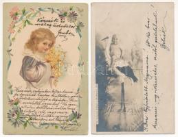 8 db RÉGI hosszú címzéses gyerek motívum képeslap vegyes minőségben / 8 pre-1910 children motive postcards in mixed quality