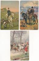 5 db RÉGI ló motívum képeslap vegyes minőségben / 5 pre-1945 horse motive postcards in mixed quality