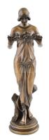 O. Tupton jelzéssel: Szecessziós stílusú női figura, bronzírozott polirezin, hibátlan, m: 28 cm