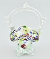 Murano üvegkosár, pereménél kis feszültséggel, jelzés nélkül, m: 17 cm