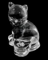 Üveg macska gyertyatartó, hibátlan, m: 9 cm