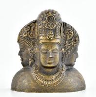 Háromfejű hindu istenség (Trimurti) bronz asztalnehezék, hibátlan, m: 6 cm