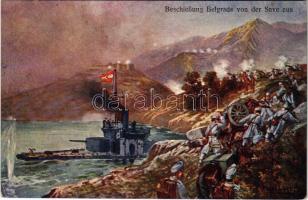 1915 Belgrád ostroma a Száváról / Beschießung Belgrads von der Save aus / WWI Austro-Hungarian Navy, K.u.K. Kriegsmarine, Bombardment of Beograd from the Sava s: F. Höllerer (EK)
