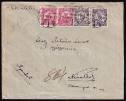 1917 Ajánlott levél 4 bélyeggel "NYITRA" - Németboly