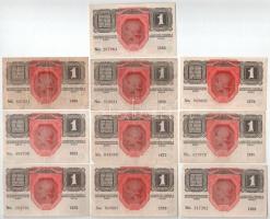 1916. 1K (10db, ebből az egyik zöld "DEUTSCHÖSTERREICH" felülbélyegzéssel) T:AU-VG