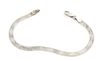 Ezüst(Ag) mintás lapos kígyó karkötő, jelzett, h: 18,5 cm, nettó: 4,3 g