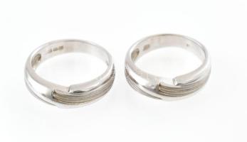 Ezüst(Ag) mintás gyűrű, 2 db, jelzett, méret: 49, nettó: 6 g