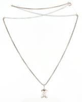 Ezüst(Ag) nyaklánc mackó medállal, jelzett, h: 47 cm, 1,5×1 cm, nettó: 3,8 g
