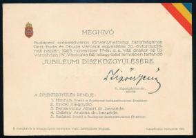 1923 Budapest egyesítése alkalmából tartott fővárosi díszközgyűlés meghívója
